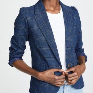 BB Dakota Plaid Cropped Blue Blazer